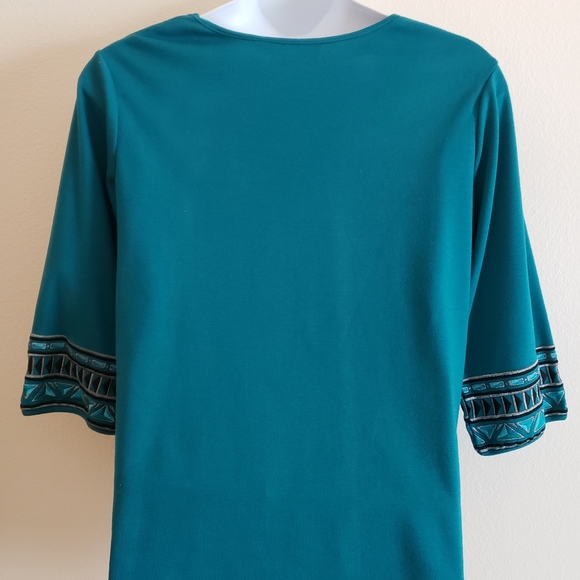 Bob Mackie teal embroidered blouse - Picture 5 of 6